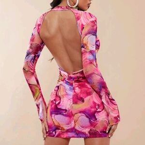 SHEIN Pink and Purple Backless Dress